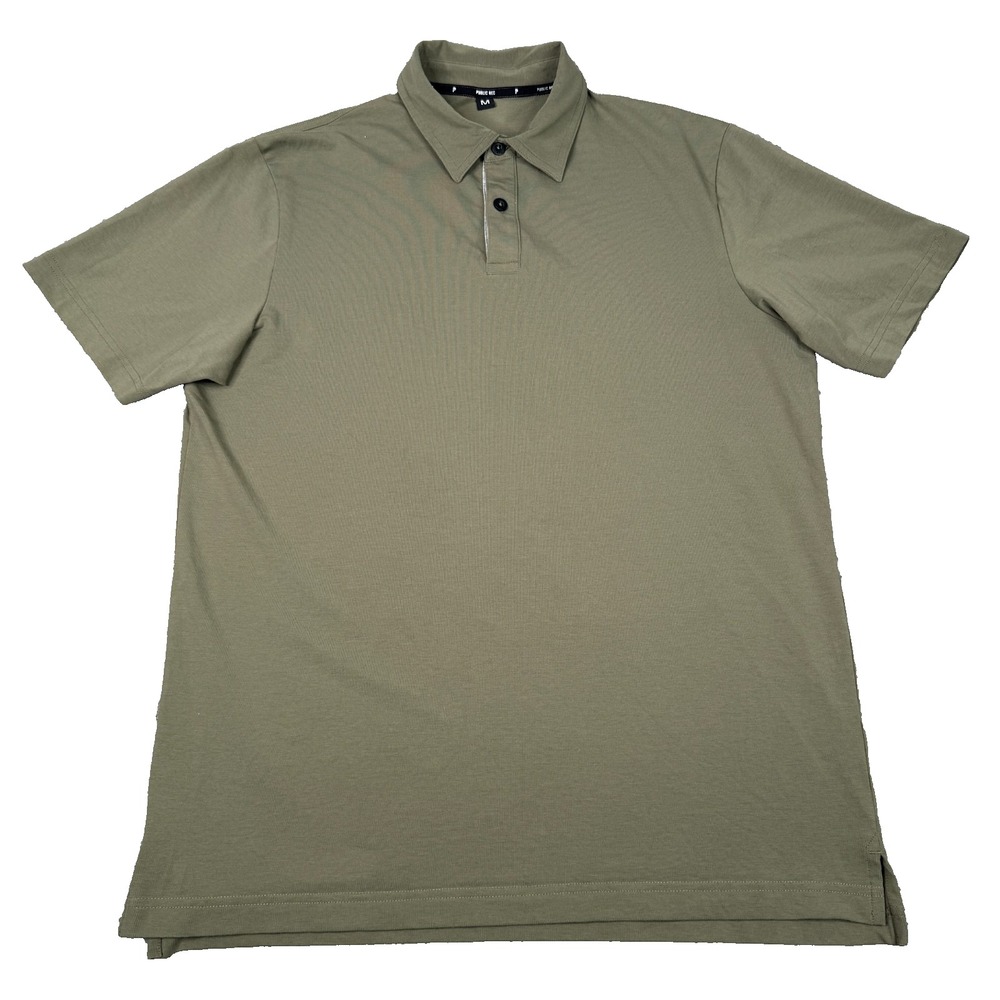 Public Rec Polo Shirt Mens Medium Olive Green Pima Cotton Tencel Stretch Golf